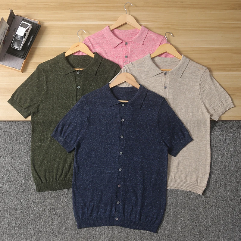 

Italian Sle Bamboo Cotton Knitted ort Sve Open Cardigan Casual Turn-down Collar Spring Summer New Men's Faion Urban ...