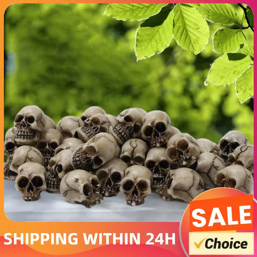 20 Stück Totenkopf-Skulpturen, sammelbare Halloween-Miniatur-Totenkopf-Skulpturen, dekorative kreative Landschaftsgarten-Pflanzendekoration