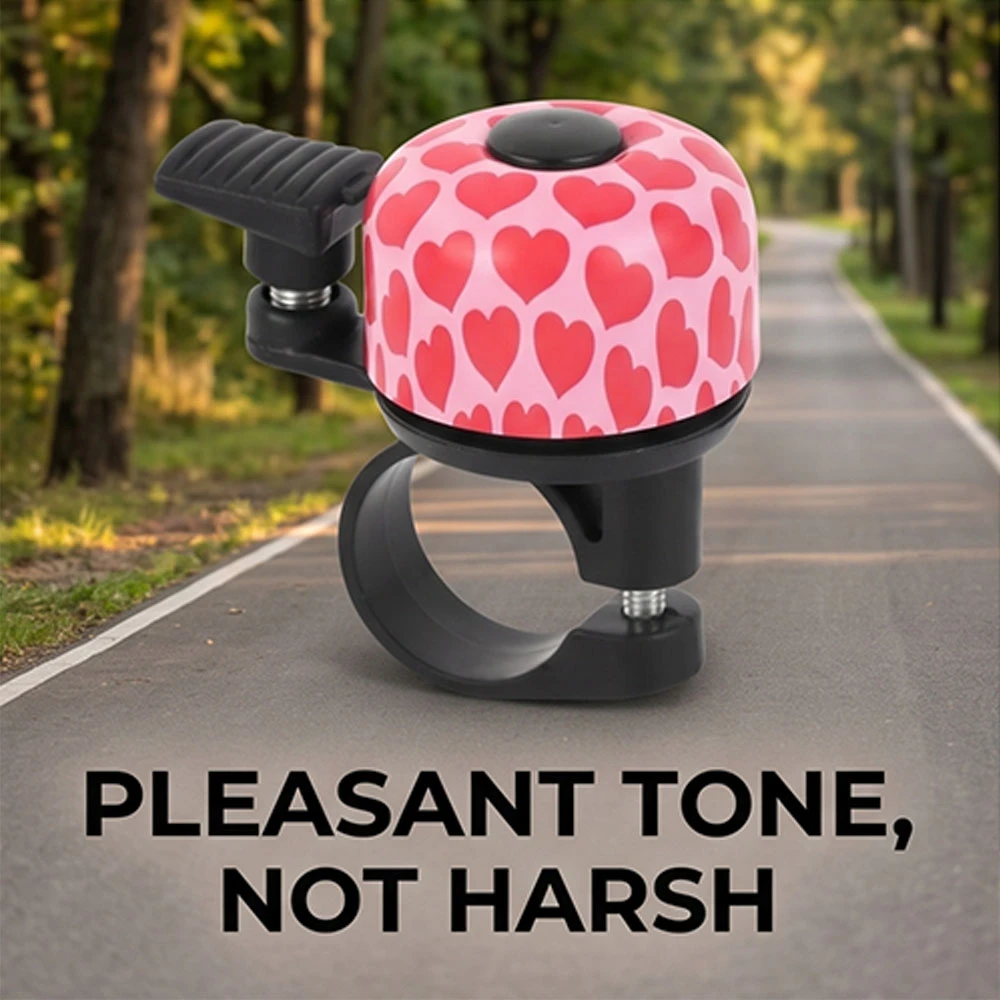 MTB-Fahrradklingel in Rosa, Niedliche Aluminium-Legierung Lenkerringklingel für Mädchen-, Kinder- und Erwachsenenfahrräder, Roller, Fahrradzubehör