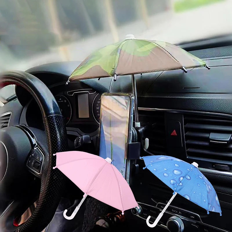 1 Set Portable Waterproof Locomotive Bracket Umbrella Motorcycle Bicycle Riding Phone Holder Sun Shade Color Mini Umbrella