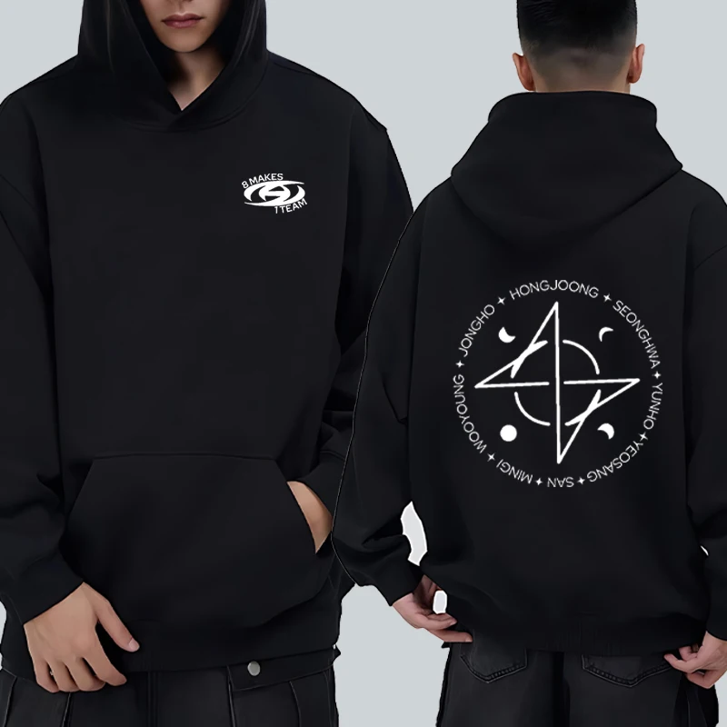 

ATEEZ 8 Makes 1 Team Double Sided Printed Hoodies Men Women Fashion Hip Hop Oversized Pullovers Casual Long Sleeve Sweatshirts