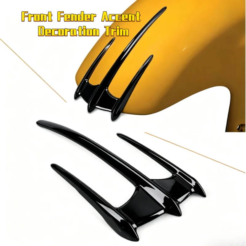 For Yamaha XVS650/1100/1300 XV1600/1700/1900 1pcs Motorcycle Front Fender Accent Trim Black Decoration Accessories ABS Plastic