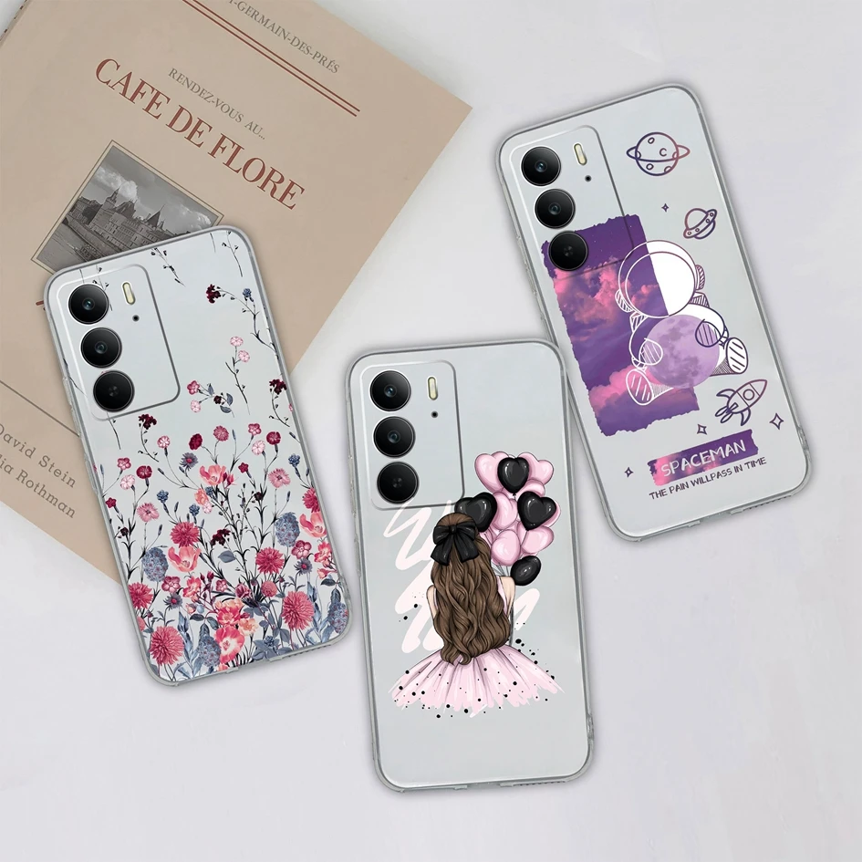 حافظات غطاء من البولي يوريثان الحراري لهاتف OPPO Realme C75 4G شل موضة خط نمط لينة واضحة سيليكون عدسة حماية ل Realme C 75 أكياس الهاتف