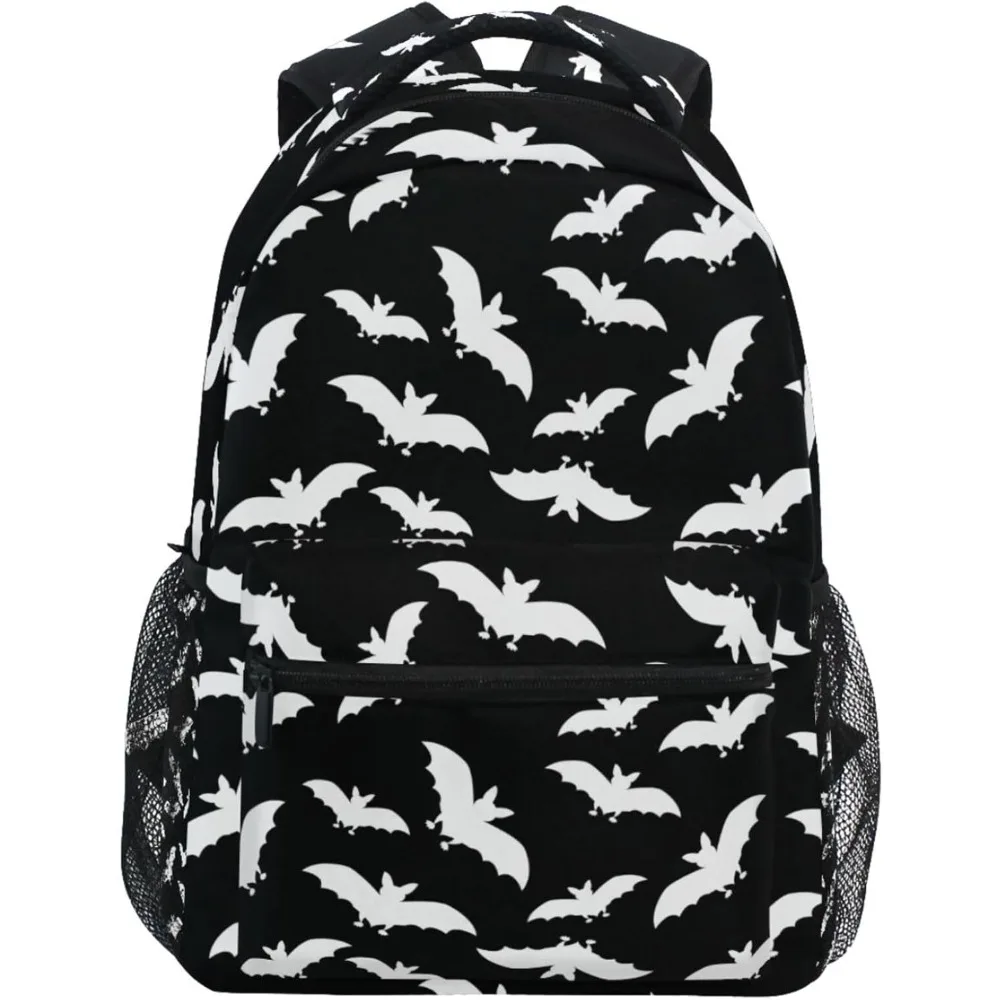 

Back to Campus Hit! Bat Pattern Backpack, Cool Gothic Design, Edgy Bag for Dark Style Fans
