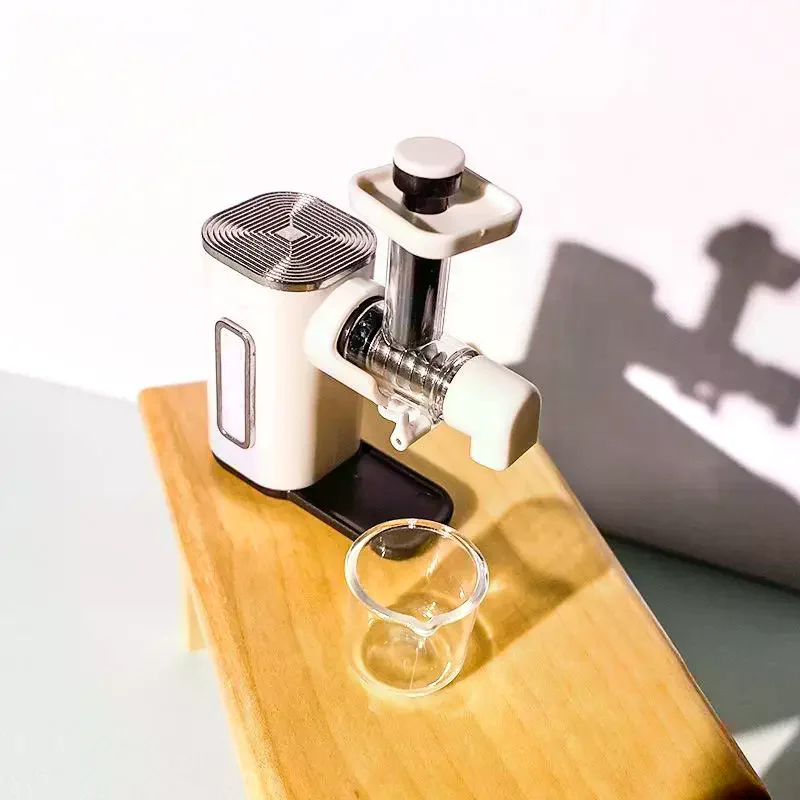 1 Juego de Mini máquina exprimidora de frutas para juego de comida, exprimidor en miniatura para casa de muñecas a escala 1:12, licuadora, modelo de simulación, decoración de escena