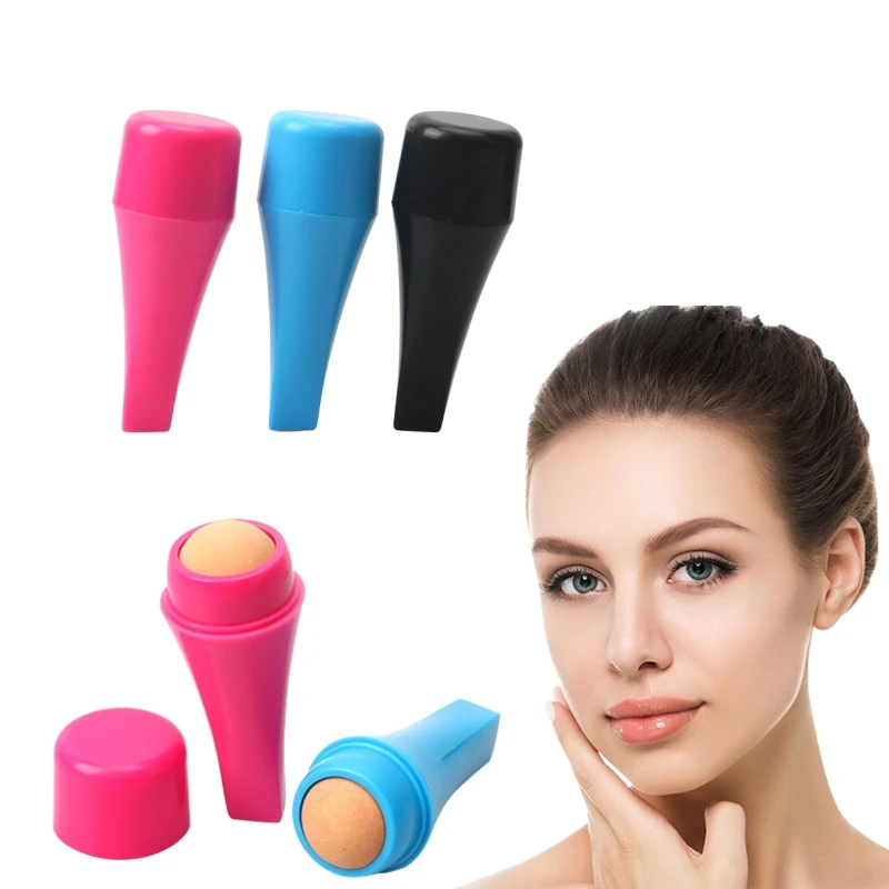 Mini Natural Volcanic Stone Facial Oil Absorbing Roller Removes Fat T-Zone Oil Control Face Matte Makeup Reusable Skin Care Tool