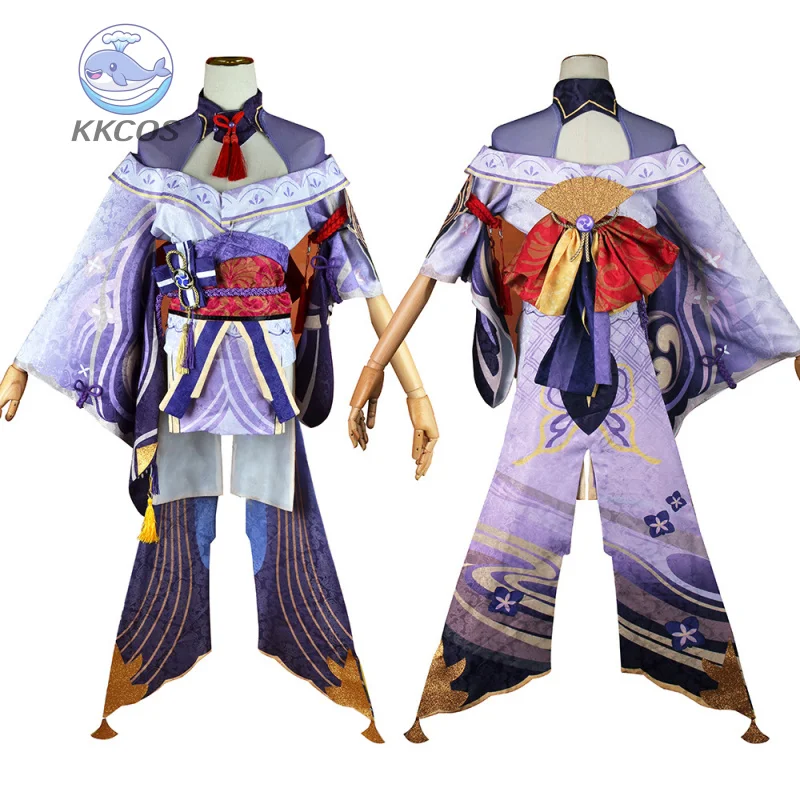 Genshin Impact Raiden Shogun Baal 코스프레 의상 가발 신발이 포함된 풀 세트 게임 코스프레 이벤트 할로윈을 위한 여성 의상