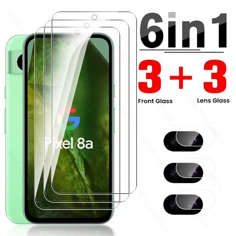 Pixel8a 5G Case 6 In 1 Camera Lens Screen Protector For Google Pixel 8a Pixle 8 a a8 5G Protective Glass Googe Googlepixel8a 5G