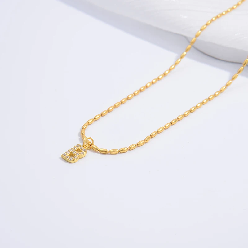 New S925 Sterling Silver Zircon 26 Letter necklace, A-Z Alphabet Initials Charm Jewelry Findings Wholesale SL29