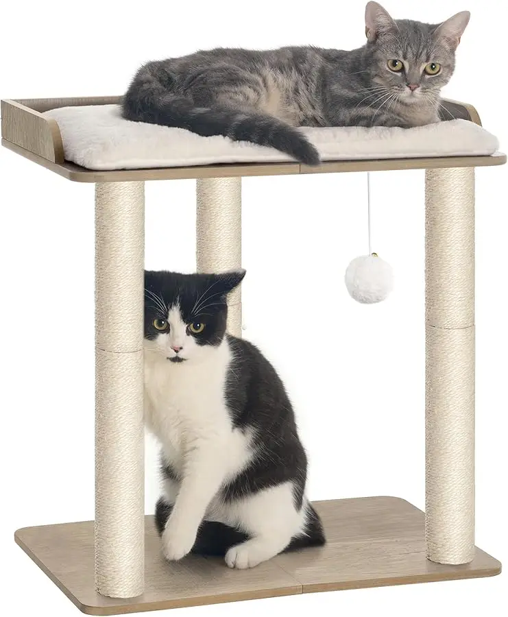 

FourFurPets 22in Cat Tree Tower Condo, Cat Scratch Posts for Indoor Cats, Big Plate, Three 23.6in Full Sisal Scratching Posts, G