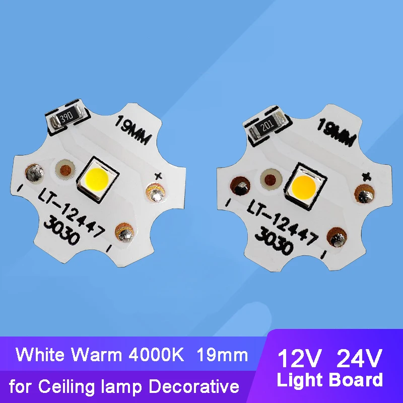 10pcs DC 12V 24V 19mm LED White Warm 4000K Board Lamp Light Source for Ceiling lamp