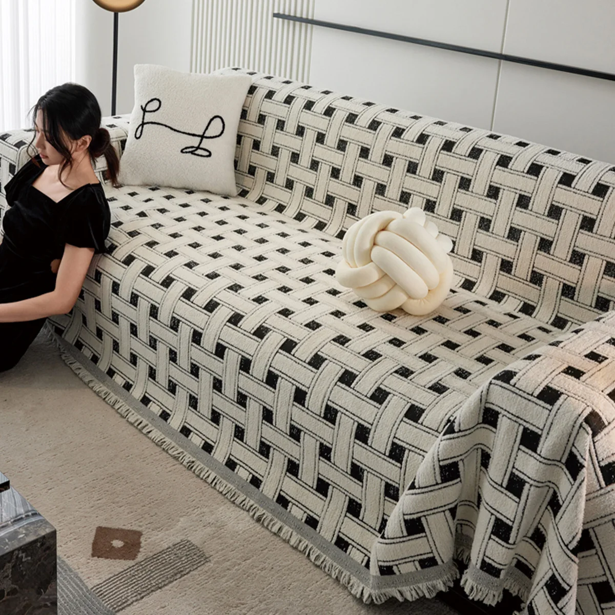 

Plush Sofa Slipcover Thicken Imitation Non-slip Soft Sofa Towel Couch Cushion for Living Room Modern Home Decor