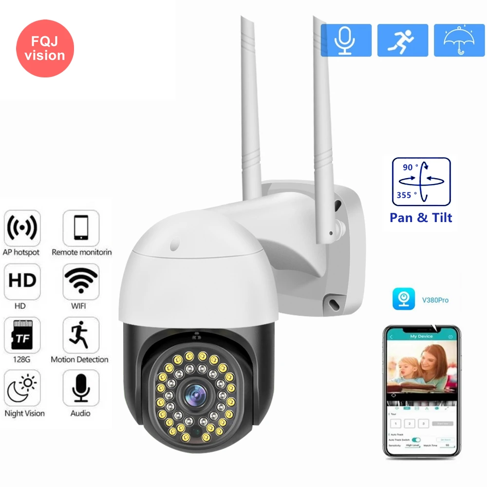 3MP V380 Pro WIFI IP Speed Camera Outdoor Color Night Vision Wireless Waterproof Security Home AI Human Detection Waterproof