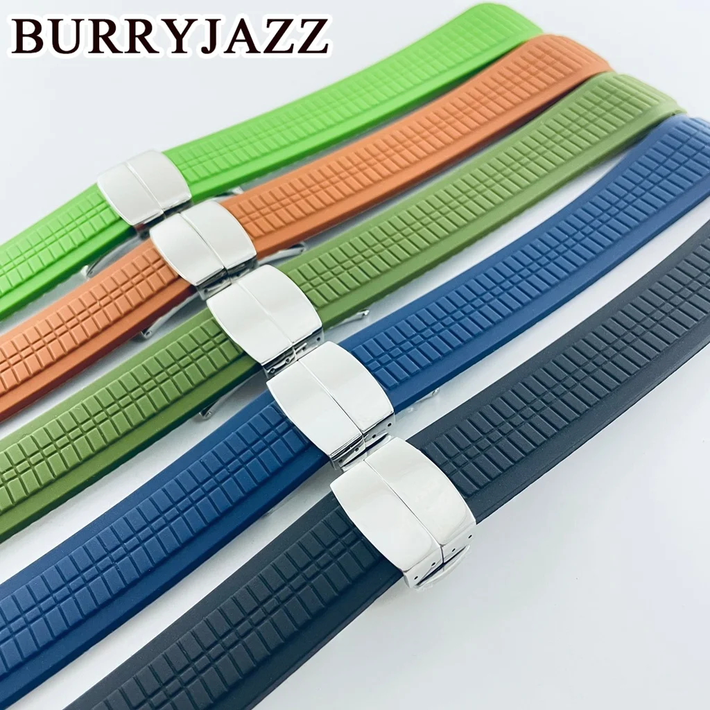 BURRYJAZZ Serie 5164/5167 Correa de 21 mm Correa de caucho impermeable y a prueba de polvo Pulsera de silicona sin marcar