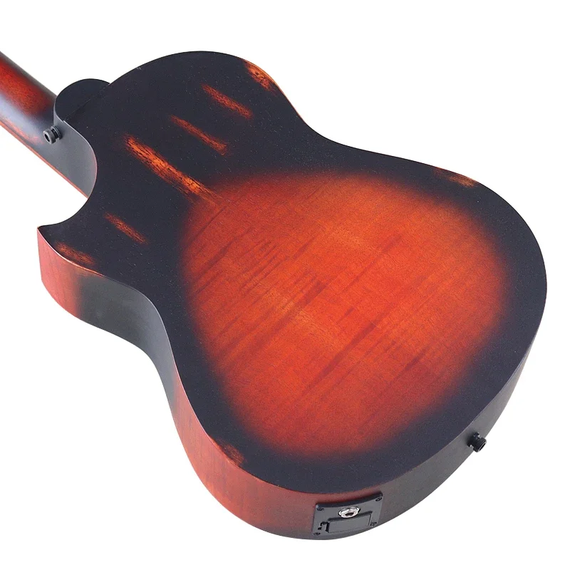 4 سلاسل الغيتار الكهربائي الصغير الصوتية 34 بوصة 628 مللي متر مقياس كوتاواي تصميم الغيتار الشعبي مع عيب صغير