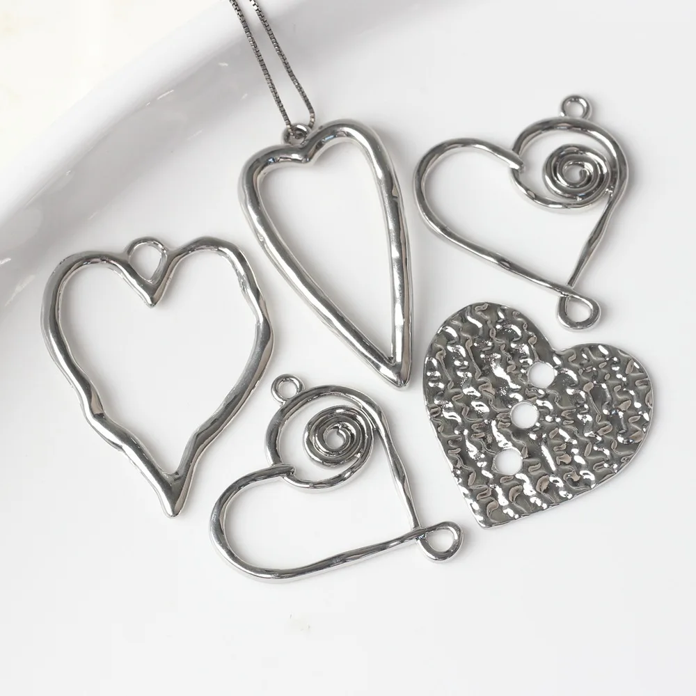 10 قطعة/الوحدة 20*37 مللي متر سبائك الزنك الجوف القلب قلادة صغيرة سحر عقد دي اي واي سوار أقراط اكسسوارات