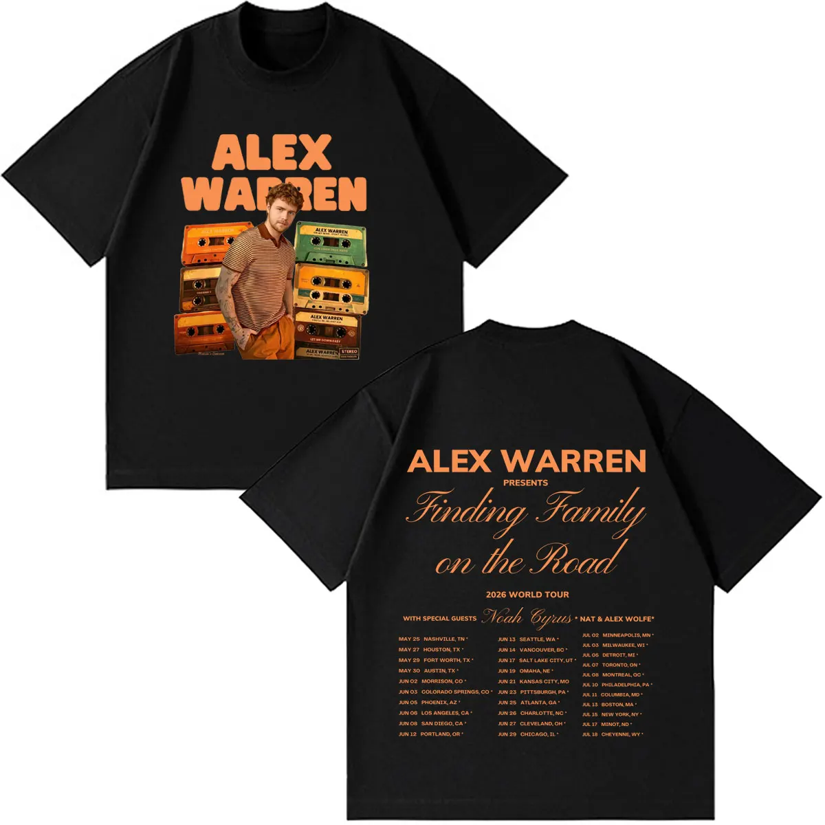 Alex Warren Finding Family on The Road 2026 Tour Print T Shirt Men Women Fashion Tee Short-sleeved Loose Casual Hip-hop T Shirts