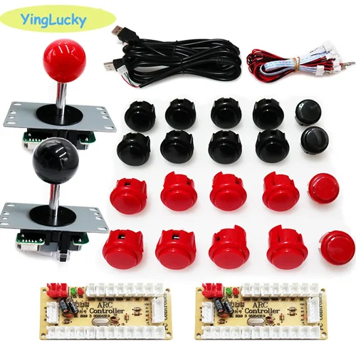 Arcade 2 jugadores Kit de retardo cero Mando Arcade codificador Usb a Pc Rasberry Pi SANWA botón Joystick Usb Arcade gabinete