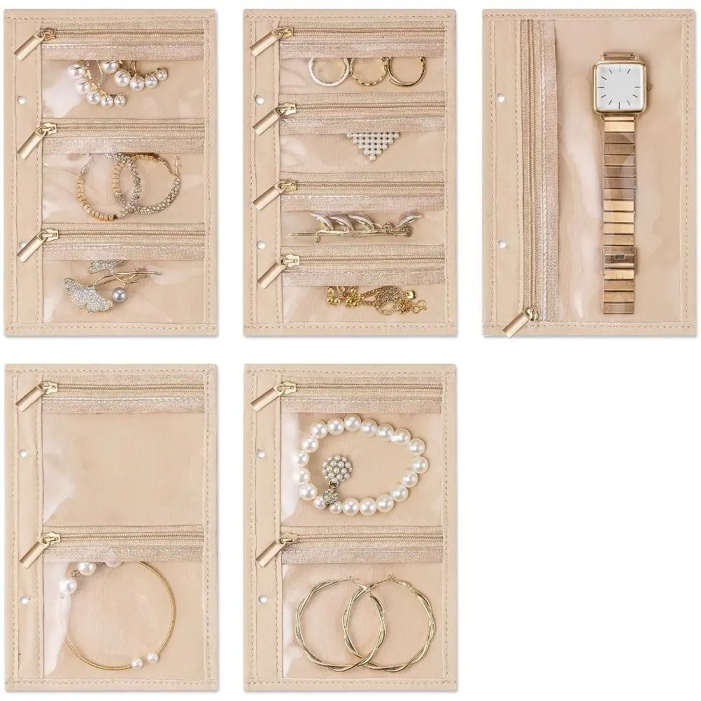 

Earrings Necklace Velvet Jewelry Packing Bag Transparent Zipper Jewelry Display Holder Bracelet Rings Multi-pockets