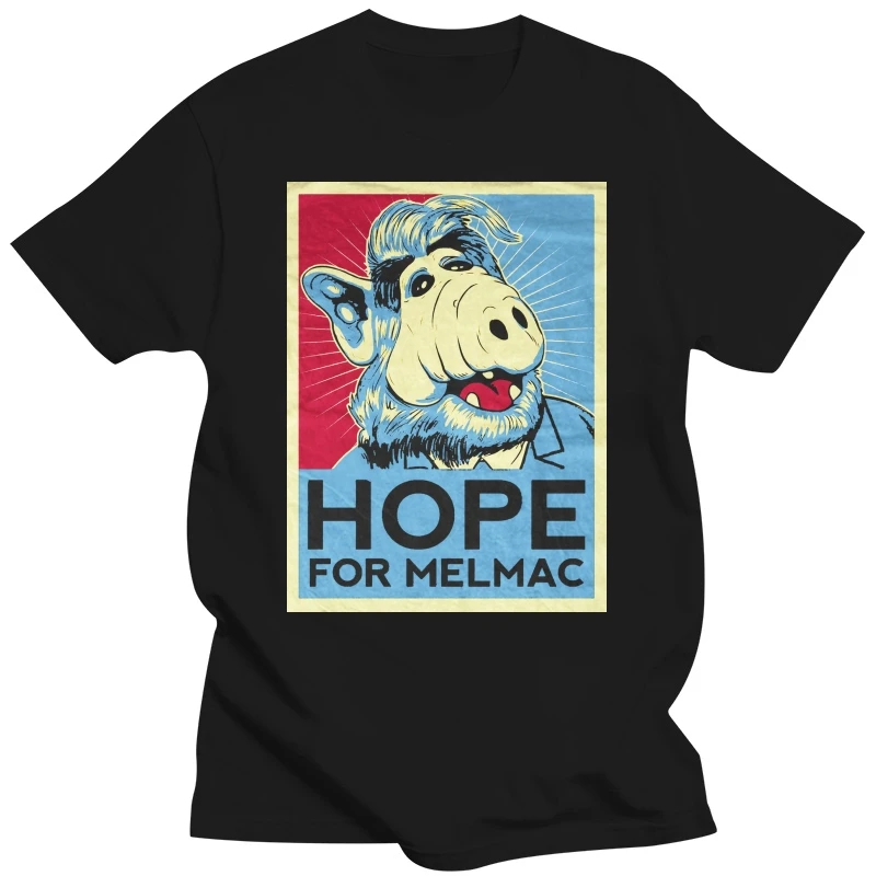 Alf Hope for Melmac T-Shirt Schwarz ,Lecker Katze, Kult Serie,Alf,Gordon Shumway  Loose Black Men T Shirts Homme Tees