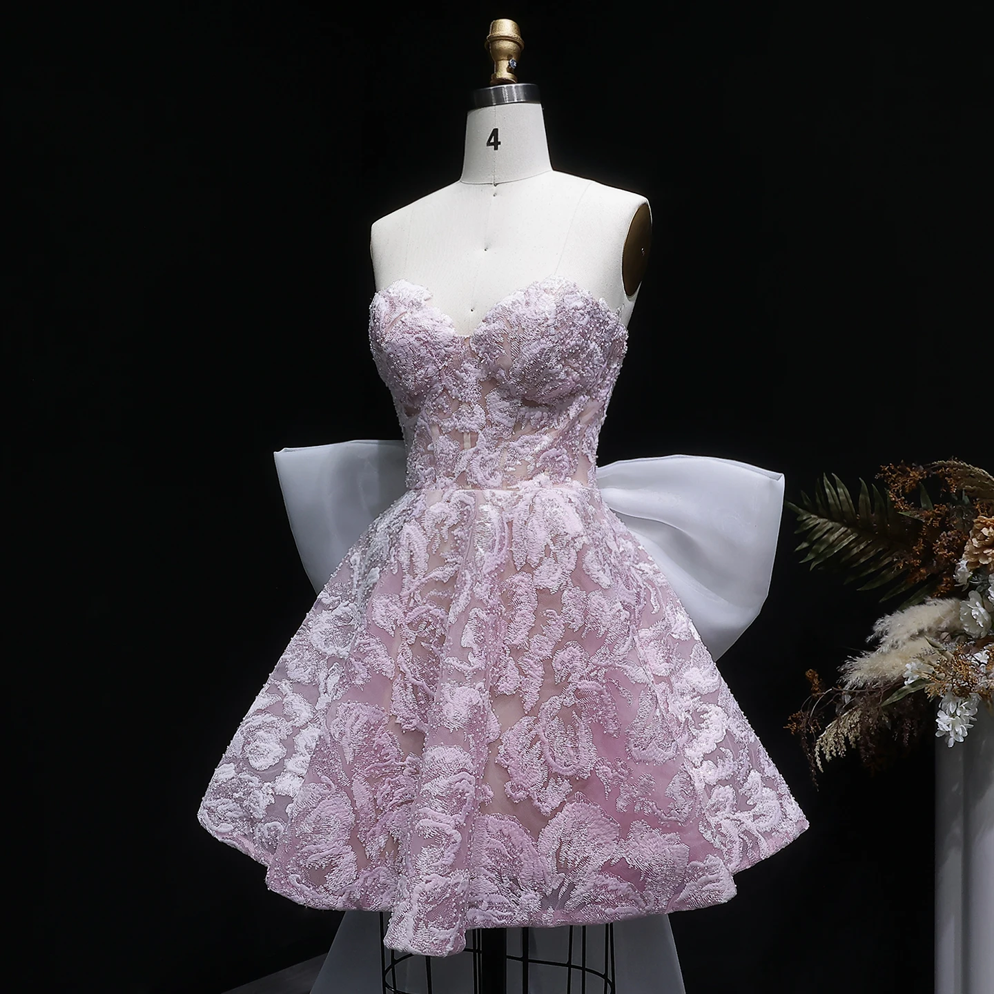 Sharon Said Blaues Sweetheart-Perlenkleid mit großer Schleife, Dubai Sexy Cocktail-Abschlussballkleid RM138 Maßanfertigung – Detail 16