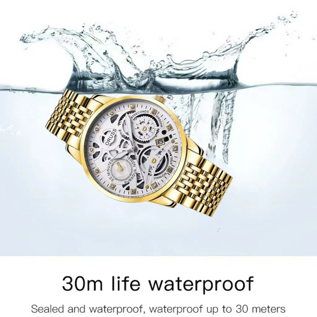 ORUSS оригинальные элитные роскошные мужские часы светящиеся часы для мужчин часы модные наручные часы из нержавеющей стали водонепроницаемые кварцевые