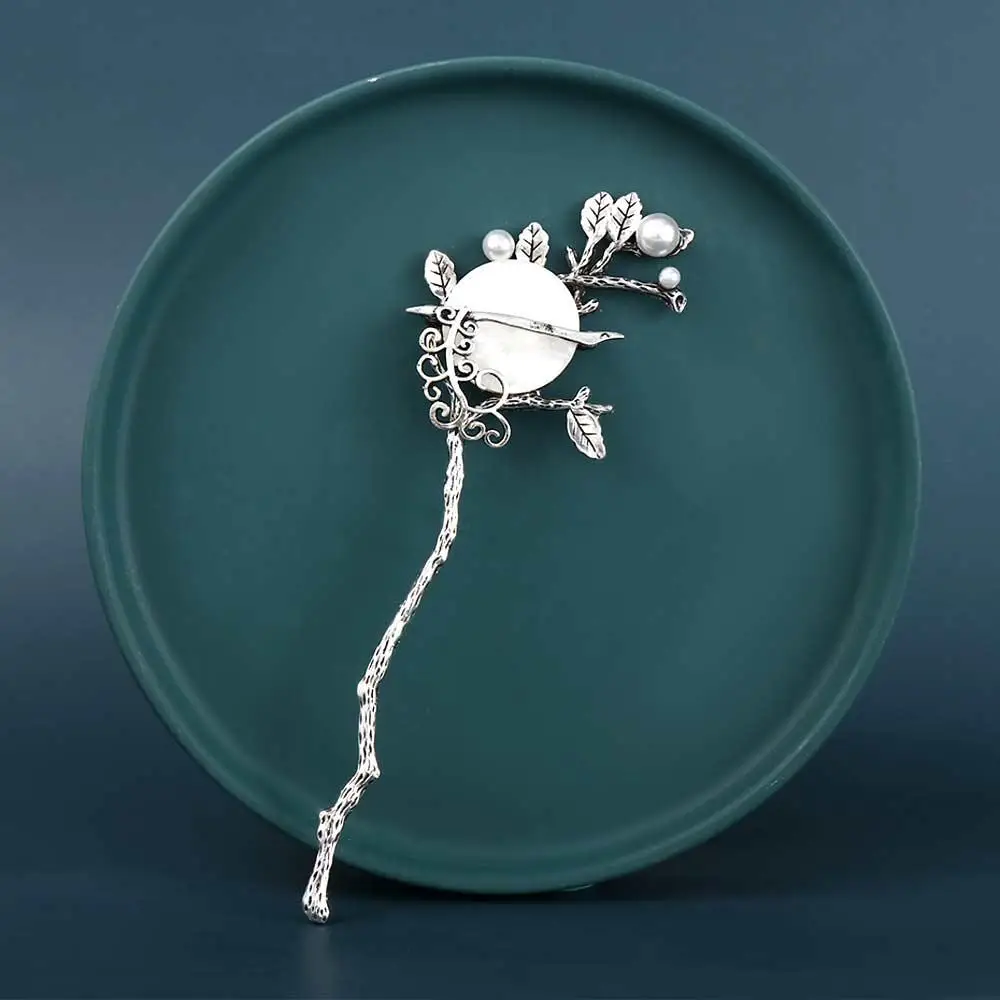 

Classic Elegant Hair Disk Pearl Gift Ladies Hanfu Headwear Moon Hair Stick Pearl Hairpins Women Hair Fork Hair Accessories