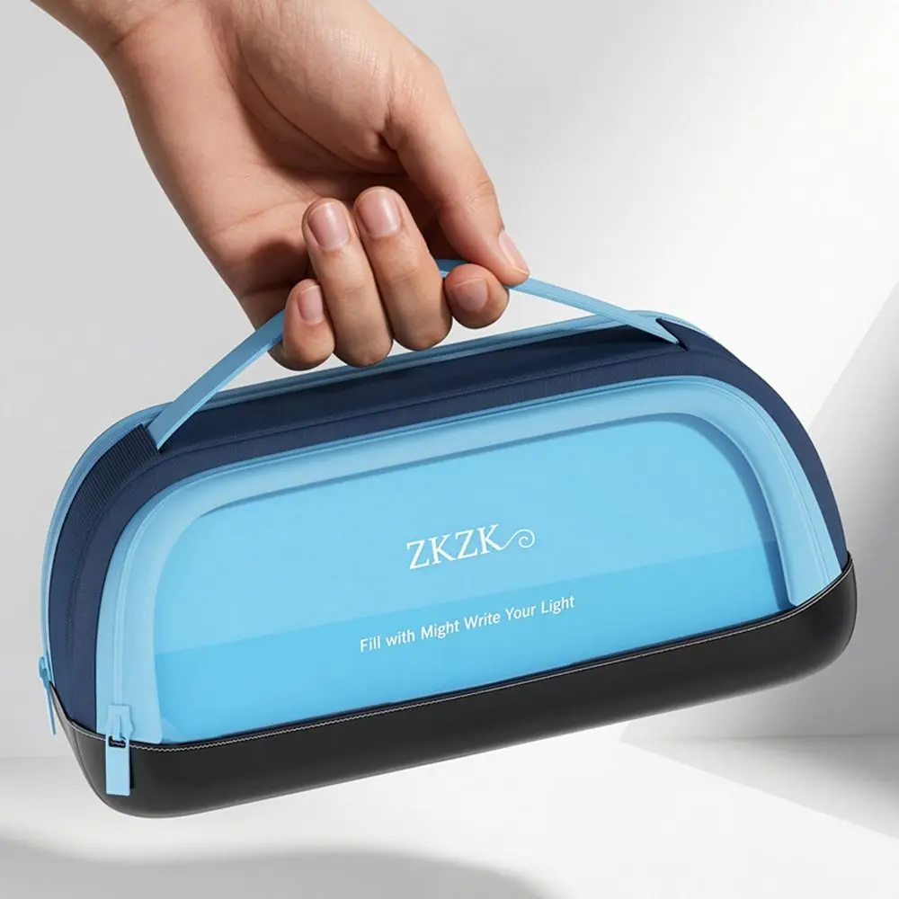 Multi-Layer Compartments Magnetic Pencil Case Carry Handle Zipper Closure Stationery Bag Fold-Down Organizer Mesh Pockets