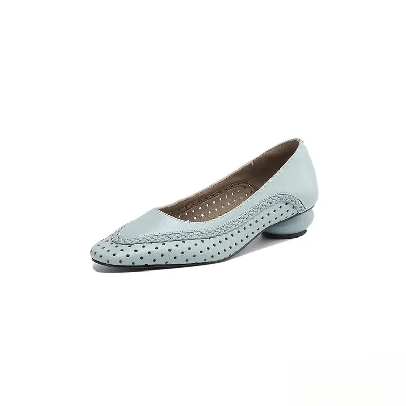 

Women's French Retro Square-Toe Pumps, Fashion Woven Shallow-Cut Design, Elegant Commuter and Daily Wear