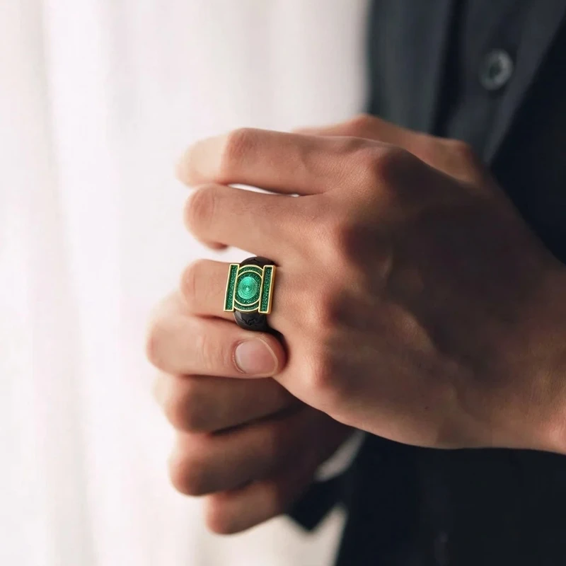 Auf Lager: Green Lantern Corps Ring, offener Ring, 19/22 mm, Metall, Cosplay-Kollektion, Requisiten, Accessoires, Bekleidungszubehör, Geschenk für Fans.