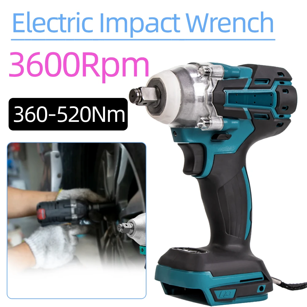 مفتاح ربط كهربائي قابل لإعادة الشحن مفتاح ربط لاسلكي بدون بطارية مفتاح ربط كهربائي بحد أقصى 520 نانومتر لبطارية ماكيتا 18 فولت-21 فولت #2