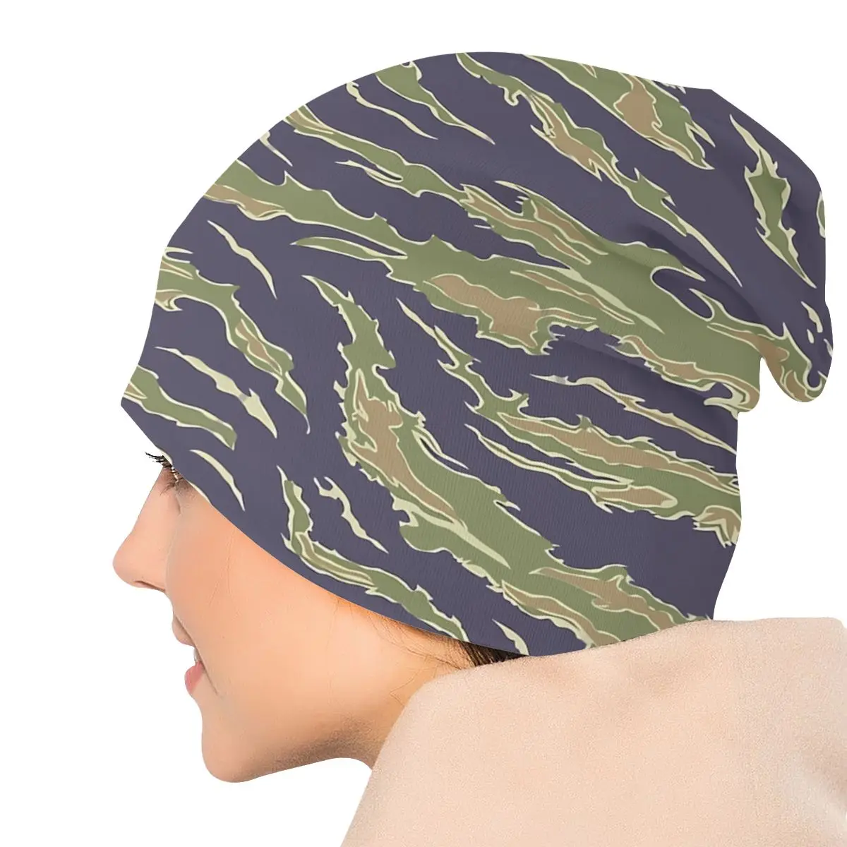 Stripe Camo Tiger Animal Lover Unisex Bonnet Thin Hiking Double Layer Thin Hats For Men Women