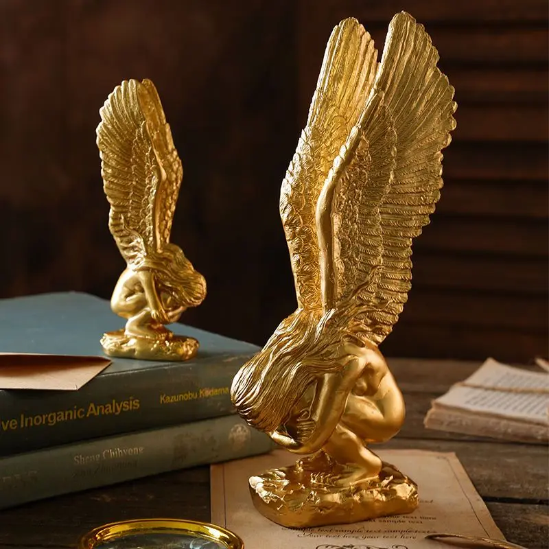 

Knee Hugging Angel Sculpture Desktop Decoration Angel Nordic Style Prayer Angel Commemorative Resin Handicraft Ornaments