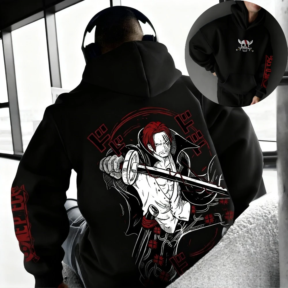 

One Piece Men's Hoodie Sweatshirt Shanks Anime Spring Autumn and Winter Boy Personality Long-sleeved Parent-child Outfit