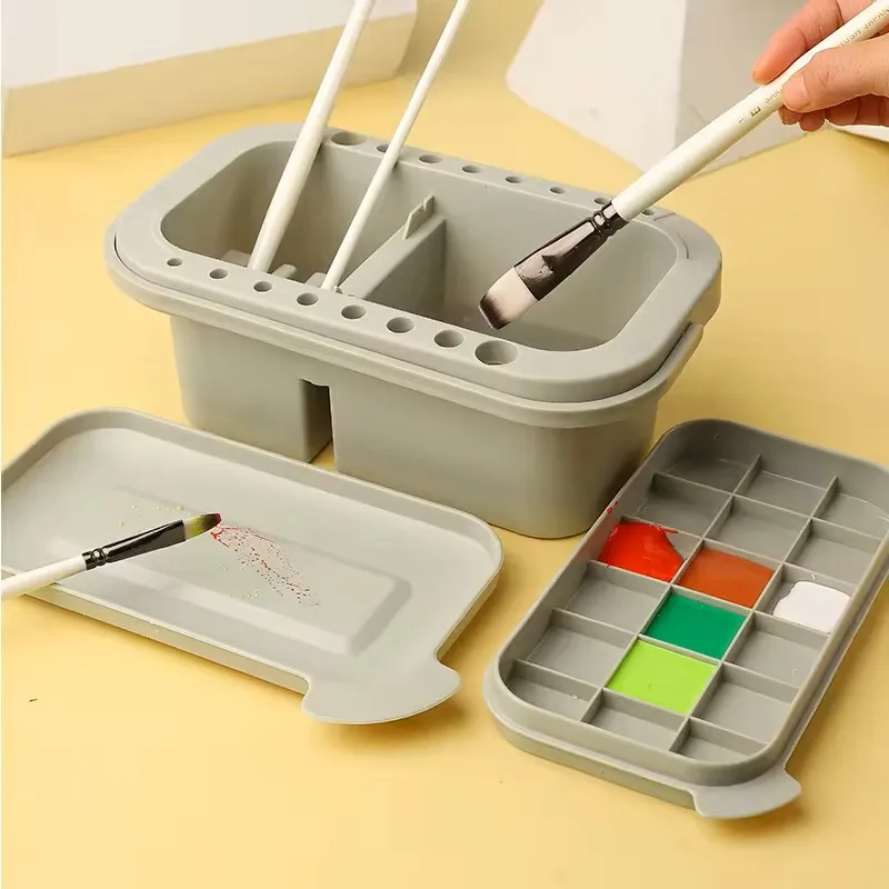 

Paint Brush Washer Multi-function With Color Palette Brush Holder With Paint Box for Kids Artists