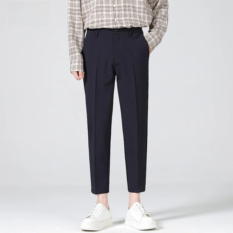 

Мужские летние брюки LTT прямого кроя, универсальные, свободные, укороченные, в стиле кэжуал, узкие, в корейском стиле, облегающие