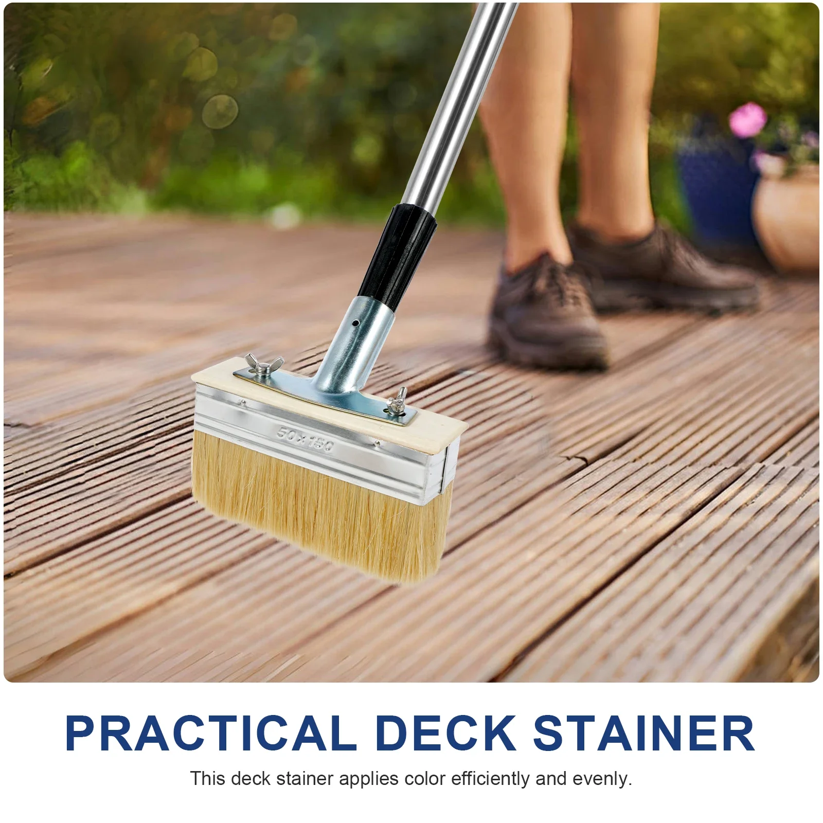 سطح السفينة فرشاة وصمة عار 67 بوصة الفولاذ المقاوم للصدأ تمديد القطب سطح السفينة وصمة عار قضيب سطح السفينة فرشاة الطلاء لطلاء سطح الخشب سياج الباب