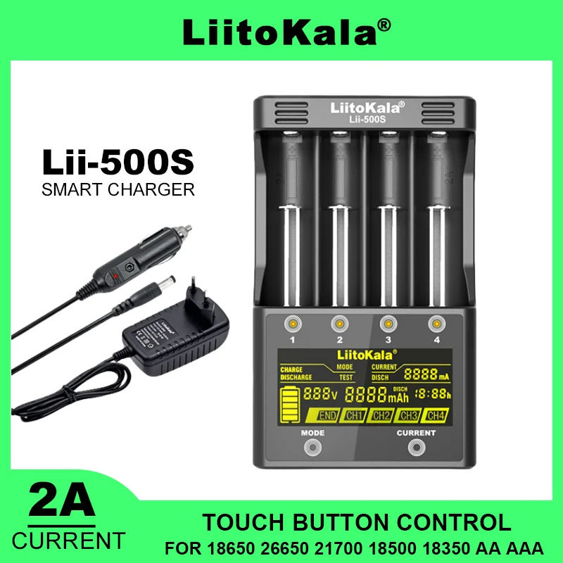 Liitokala Lii-500S LCD 3.7V 18650 18350 18500 21700 26700 20700 14500 26650 1.2V AA AAA NiMH Lithium-Battery Charger