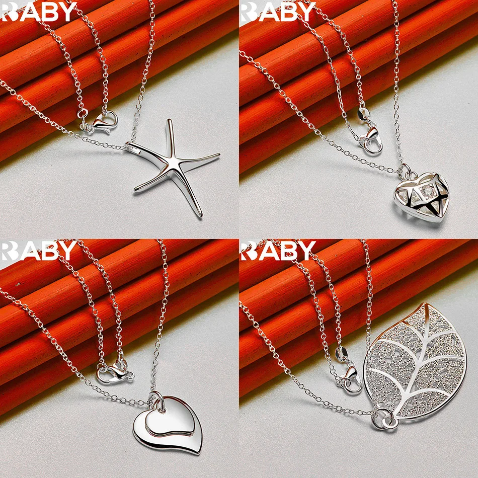 

URBABY 40-75cm 925 Sterling Silver Design Pendant Necklace For Women Men Charm Trend Birthday Gifts Fashion Party