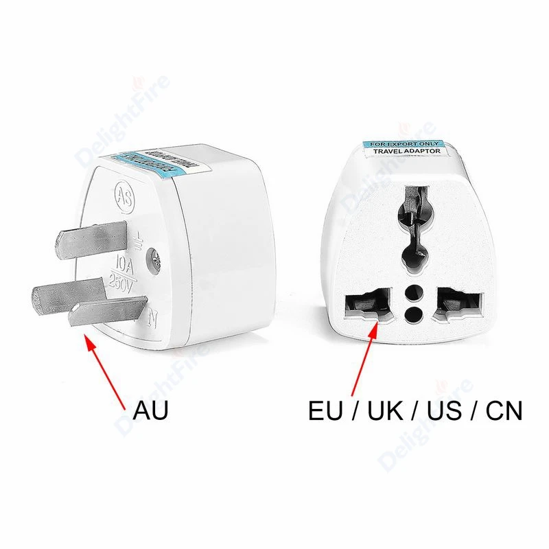 Adaptateur de prise AU universel, prise électrique, voyage, UE, Europe, États-Unis, États-Unis, Royaume-Uni, Australie, 3 broches, 2 broches, 1PC