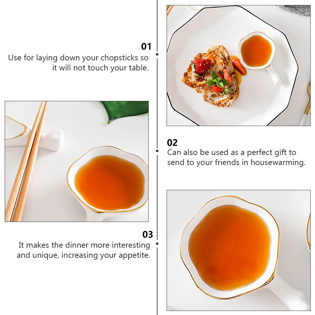 

2Pcs Ceramic Plum Blossom Chopsticks Rest Holder Elegant Tableware Decoration Gift for Housewarming Dinner Chopsticks Saucer