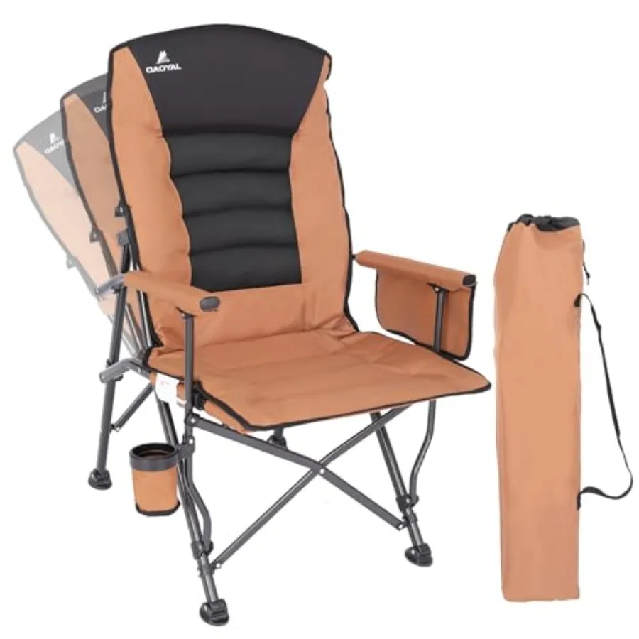 

Camping Chairs for Adults Adjustable Backrest Heavy Duty Oversized Folding Camping Chair Supports 350lbs for Outside with Cup H