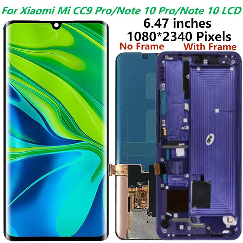 

Original 6.47 For Xiaomi Mi CC9 Pro Note 10 LCD Display With Frame Mi Note 10 Pro M1910F4G LCD Touch Screen Assembly Digitizer