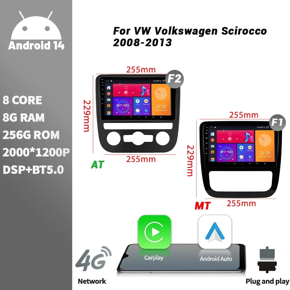 

For VW Volkswagen Scirocco 2008-2013 Head Unit Car Radio Multimedia Player Navigation Android Wireless CarPlay Stereo Screen
