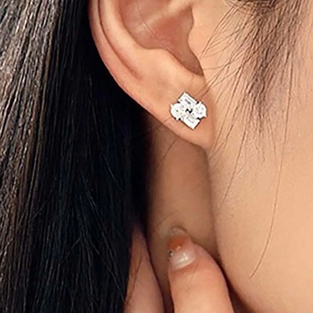 MUXIFC 2.4ct Full Moissanite Earrings for Women S925 Sterling Silver Plated 18K Gold D Color Diamond Wedding Ear Studs Jewelry