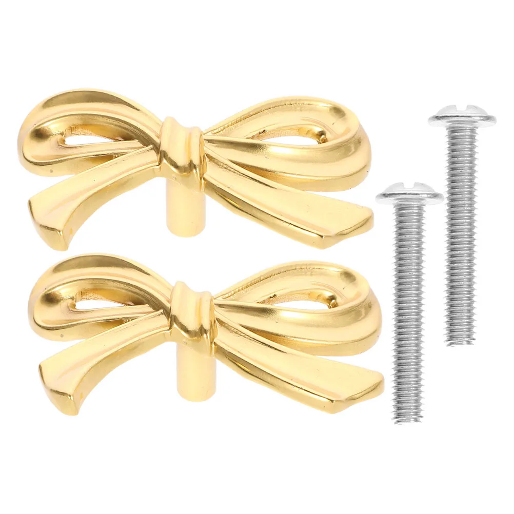 

2pcs Brass Bowknot Drawer Pull Handle Cabinet Knob Decorative Furniture Hardware Cupboard Wardrobe Door Knob Metal Handle