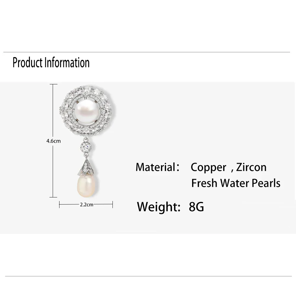 Floral Simulated Pearl Brooch Pin Crystal Rhinestones Flower Water Drop Brooches for Women Bouquet Sweater Scarf Clothing Access