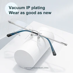VKYEE Fashion Men's Ultra-lightweight Pure Titanium Square Rimless Anti-blue Light Glasses Frame Can Be Customized Prescription