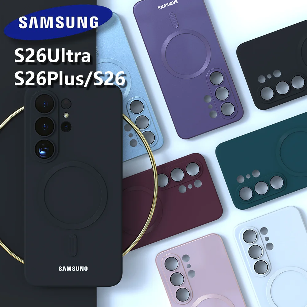 Etui Magsafe do Samsung Galaxy S26 Ultra S25 FE A17, miękka silikonowa obudowa na telefon S26 S25 S24 S23 S22…