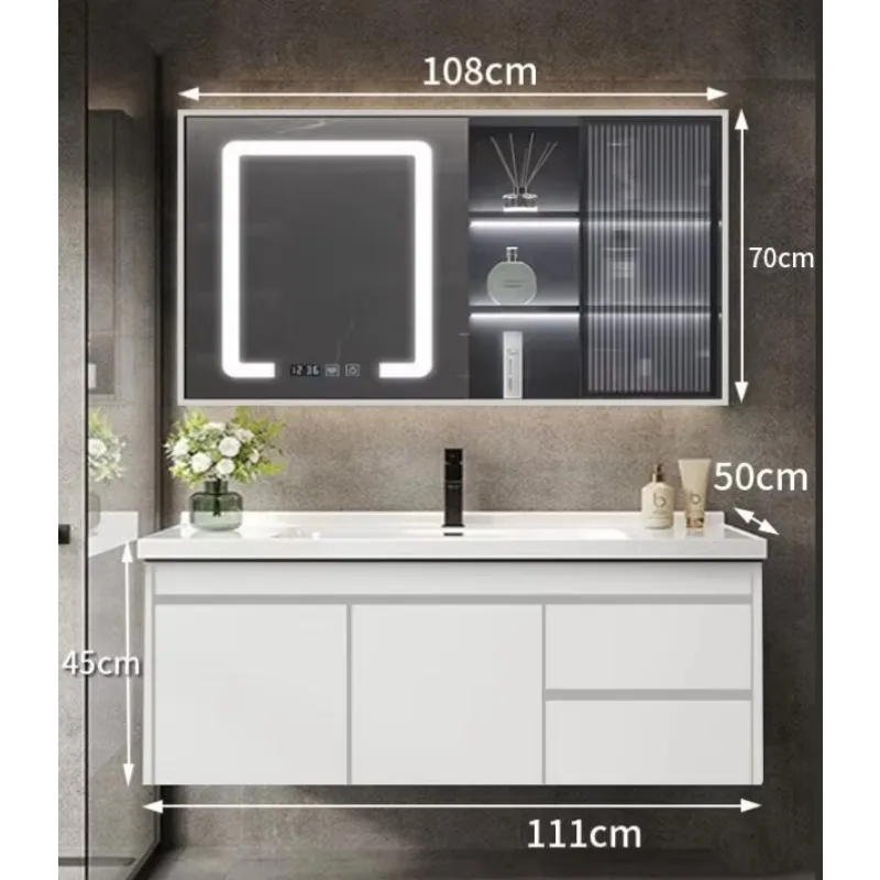 All Modern Bathroom Cabinet White Gloss 34 Inch Bathroom Vanity Restroom Wall Vanity Unit With Mirror Cabinet